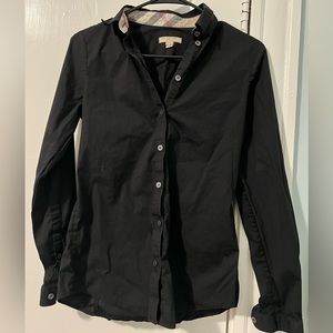 Burberry Tops | Burberry Button Up Dress Shirt | Color: Black | Size:  XS |